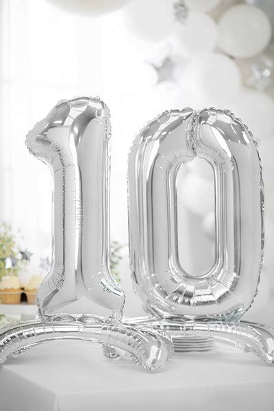 Ballon Aluminium Sur Pied Chiffre Argent Cm Party Fr