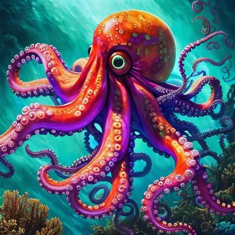 Octopus In The Style Of Lisa Frank