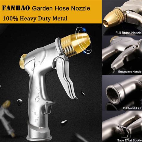 Fanhao Upgrade Garden Hose Nozzle Sprayer 100 Heavy Duty Metal Handheld Water High Pressure In