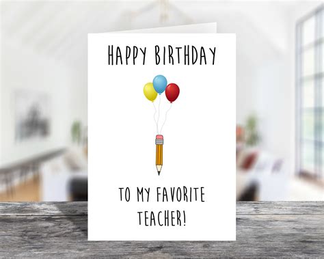 Teacher Birthday Card Printable Happy Birthday Card for Teacher ...