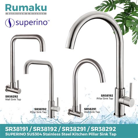 Superino Sus 304 Stainless Steel Kitchen Sink Tap Water Tap Paip Singki Dapur Pillar Tap Wall