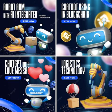 Premium PSD | Template for logistics technology with a robot and a box ...