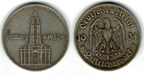 Drittes Reich Reichsmark A Garnisonskirche Potsdam Mit Datum