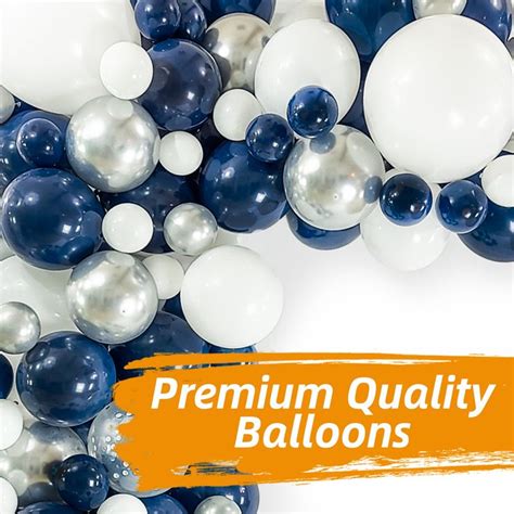 Navy Blue Silver Balloon Garland Kit 120 Pack Navy Blue Chrome