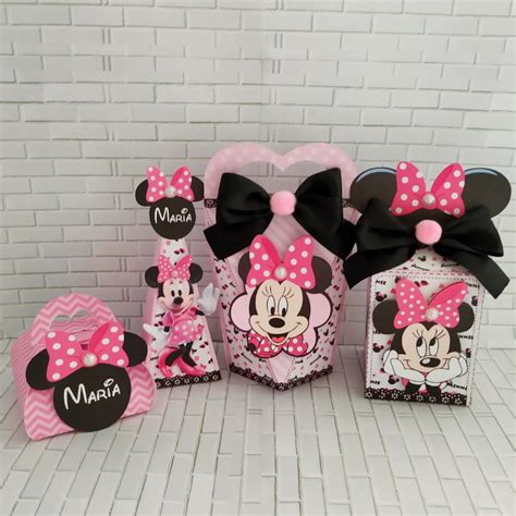 Kit 50 Caixinhas Personalizadas Minnie Rosa Elo7