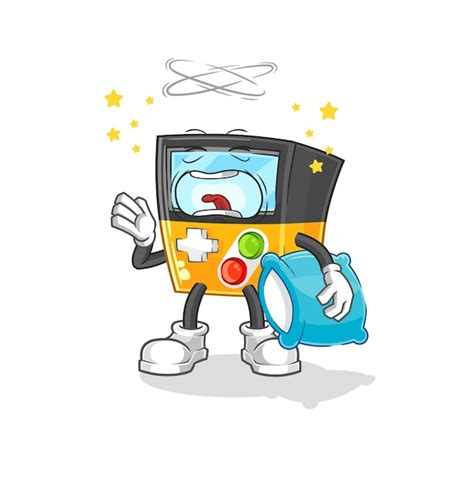 Gameboy Bostezo Personaje De Dibujos Animados Mascota Vector Vector