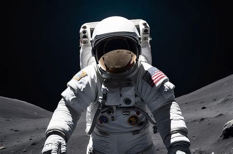 Astronaut Explores Outer Dark Space Premium AI Generated Image