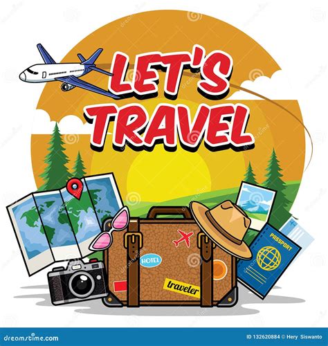 Traveling Cartoon Set Stock Vector Illustration Of Happiness 132620884