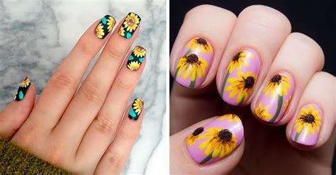 20 Hermosos diseños de arte para uñas con girasoles