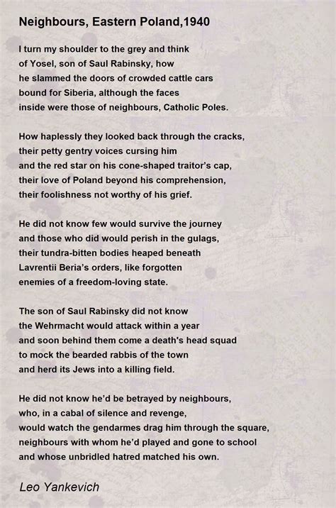 Neighbours Eastern Poland1940 Neighbours Eastern Poland1940 Poem