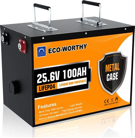 Eco Worthy V Ah Batteria Al Litio Lifepo Ricaricabile Con