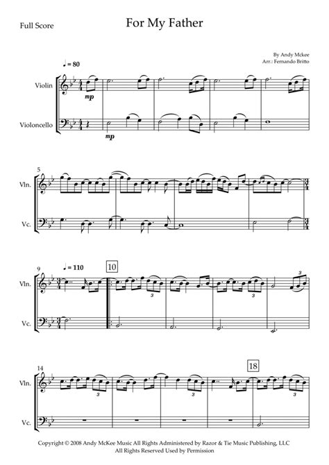 For My Father Sheet Music Andy Mckee Instrumental Duet