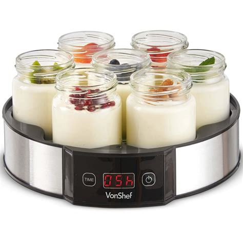 Buy VonShef Digital Yoghurt Maker with 7 Jars – Electric, Compact, Stainless Steel Machine with ...