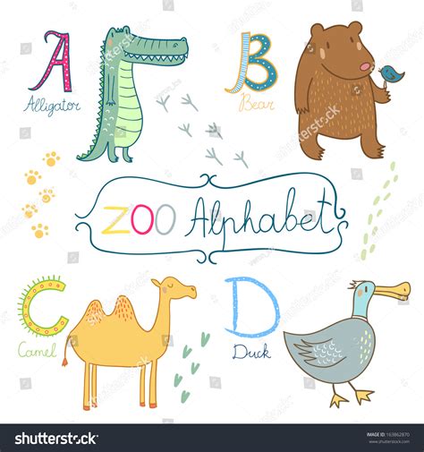 Cute Zoo Alphabet In Vector A B C D Letters Funny Animals