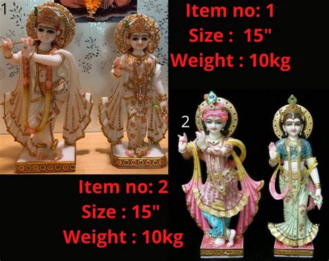 Iskcon Radha Krishna Marble Statue Clothes Pure Handmade Laxmi Narayan