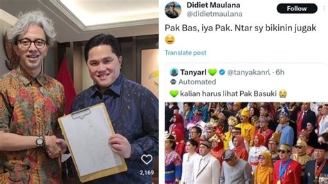 Viral Aksi Pak Bas Menyingkap Baju Erick Thohir Begini Respons Sang