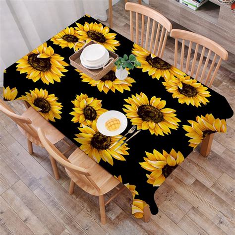 Amazon Rectangle Table Cloth Floral Seamless Pattern Sunflowers