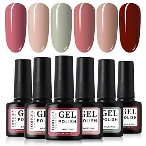 Tomicca Vernis Semi Permanent Kit Couleurs Rose Nude Rouge Vernis Gel Uv Soak Off Vernis