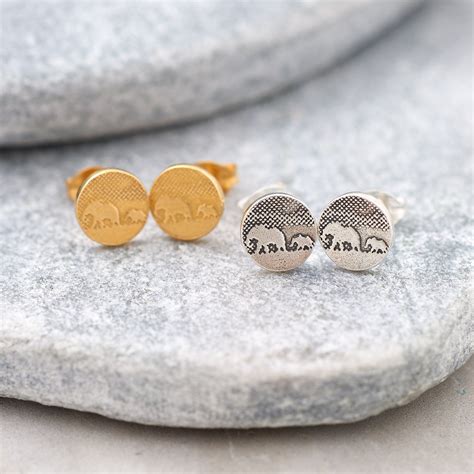 Mother and Baby Silver Elephant Earrings | Handmade British Jewell...