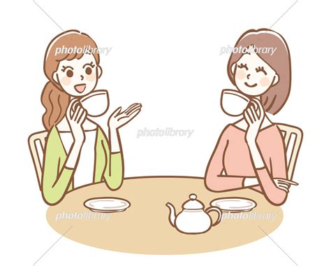 カフェでお茶をする女性たち イラスト素材 6641713 フォトライブラリー Photolibrary