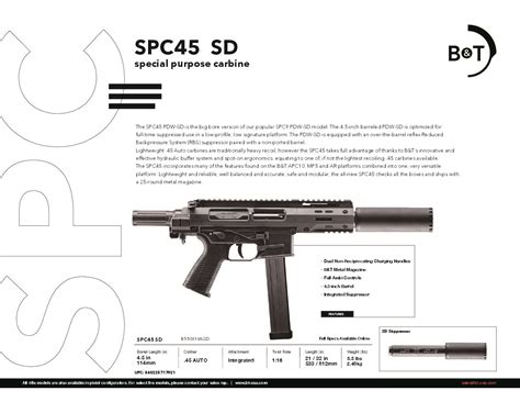 bt spc pdw sd integrally suppressed  bt  sd spc sd axarms