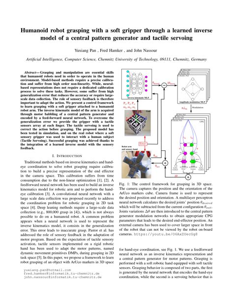 Pdf Humanoid Robot Grasping With A Soft Gripper Through A Learned