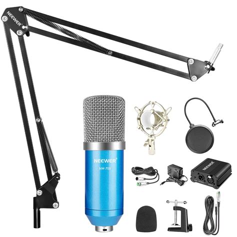 Neewer Condenser Microphone Kit Nw Mic Blue V Phantom Power