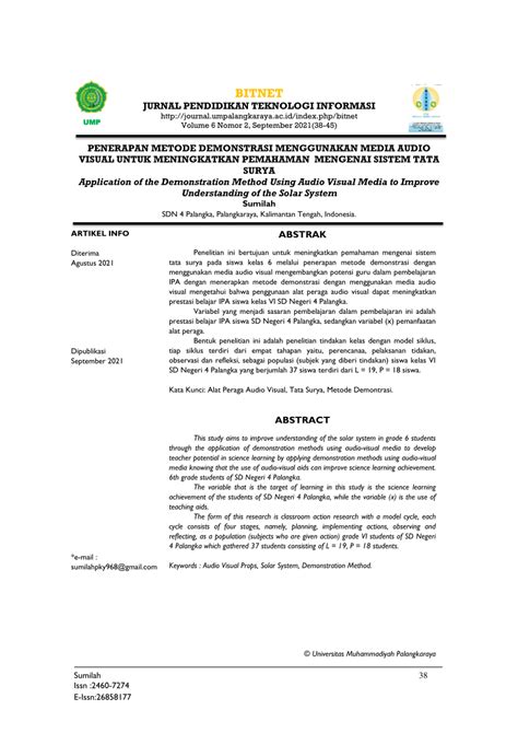 PDF Penerapan Metode Demonstrasi Menggunakan Media Audio Visual Untuk