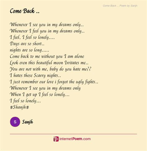 Come Back .. Poem by Sheetal Rana