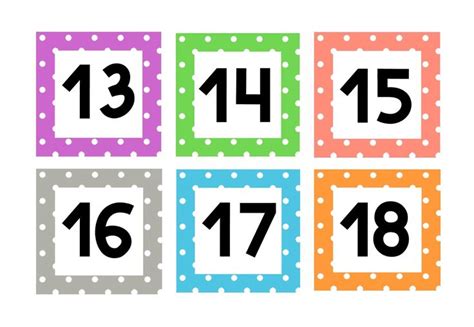 Four Square Numbers With Dots On Them Are Shown In Different Colors And