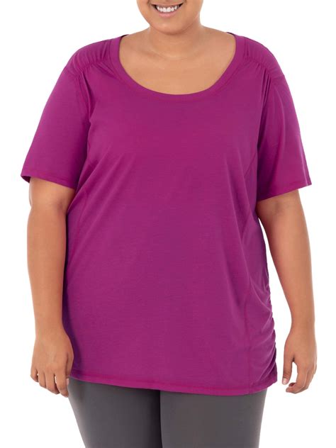 Terra And Sky Womens Plus Size Scoop Neck Shirred T Shirt