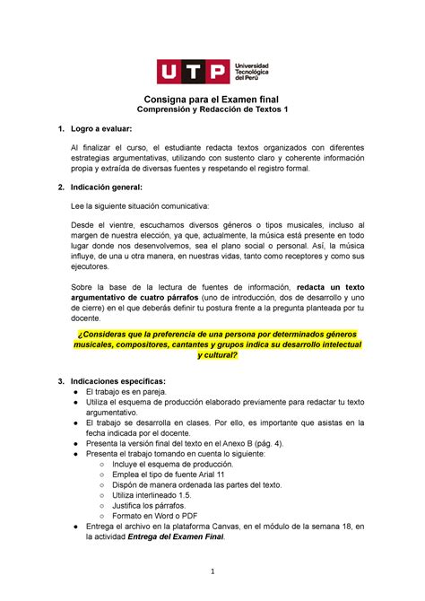 Examen Final de Comprensión y Redacción de Texto Versión Final