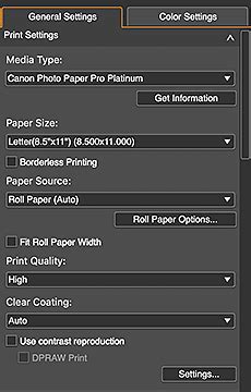 Canon Inkjet Handbücher Professional Print Layout Registerkarte