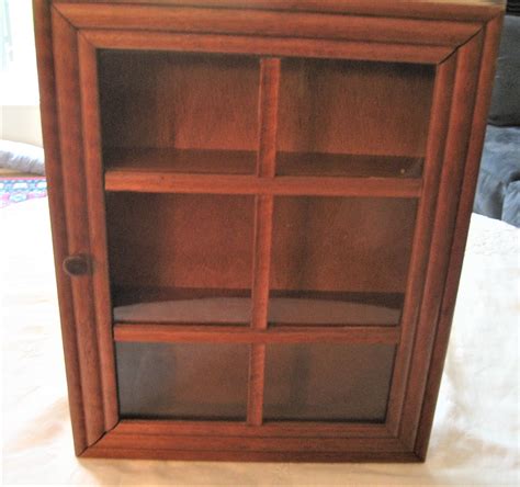 Glass Enclosed Curio Cabinet Wood Framed Glass Door Miniatures Etsy