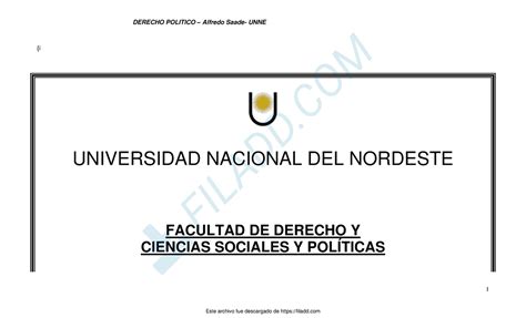 Apunte Derecho Poltico Unne Dr Saade I Universidad Nacional Del