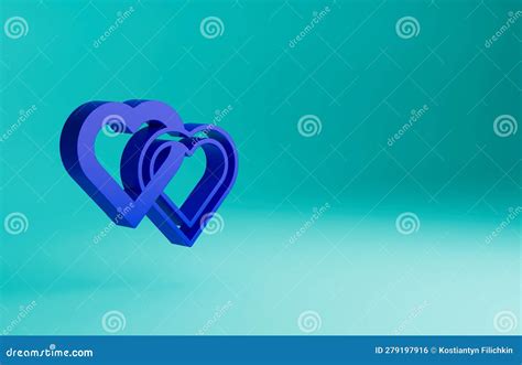 Blue Two Linked Hearts Icon Isolated On Blue Background Romantic