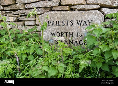 Stone sign on the The Priests Way Stock Photo - Alamy