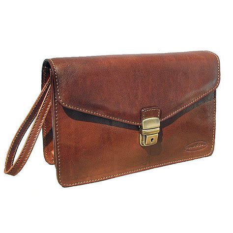 Mens Leather Clutch Bag With Wrist Strap By Maxwell Scott Bags