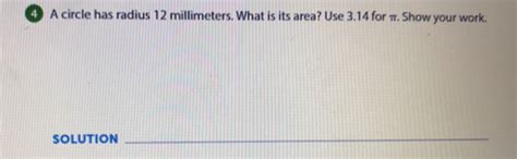 solved  circle  radius  millimeters    area