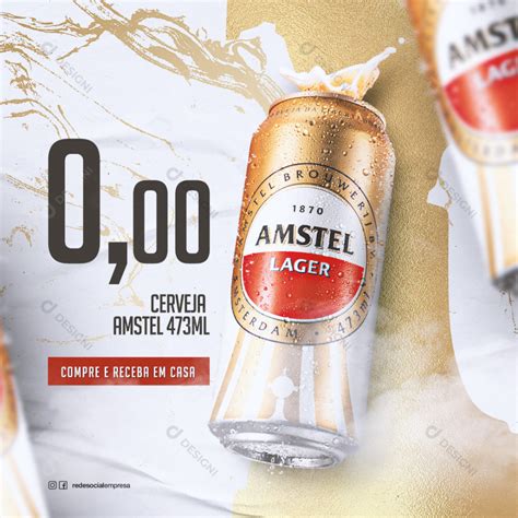 Amstel Cerveja Bares Social Media PSD Editável Post download