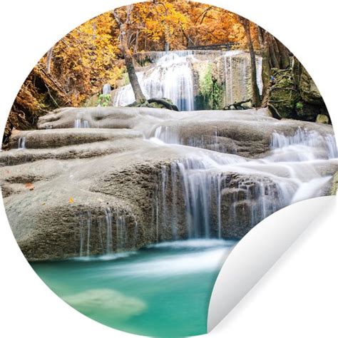 WallCircle Muurstickers Behangcirkel Bos Waterval Water