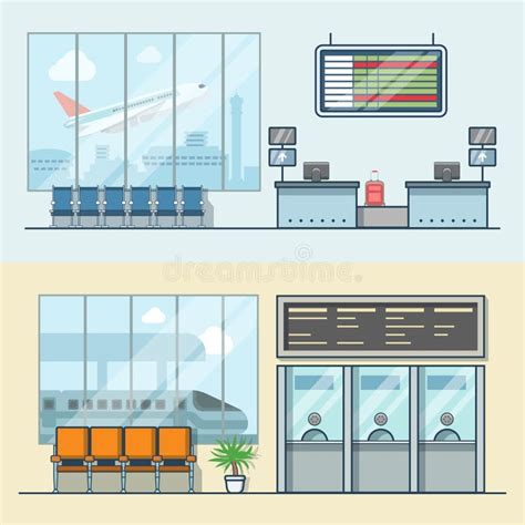 Airport Registration Counter Semi Flat RGB Color Vector Illustration