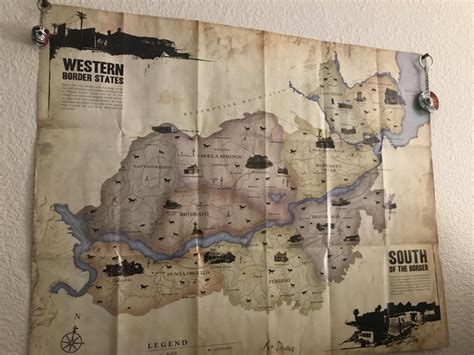 Still have my RDR1 map hung up from when I first played! : reddeadredemption