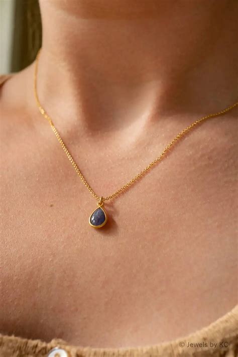 Gouden Ketting Met Blauw Tanzaniet Edelsteentje K Gold Filled Goud