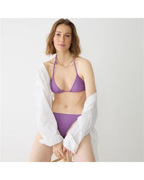 J Crew String Bikini Top In Stripe In Purple Lyst