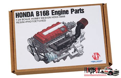 1:24 Honda B16B Engine Full Detail Kit (Resin+PE+Decals+Metal Parts) | HD03-0666 | Hobby Design