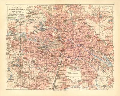 Berlin Mit Vororten Historischer Stadtplan Karte Lithographie Ca