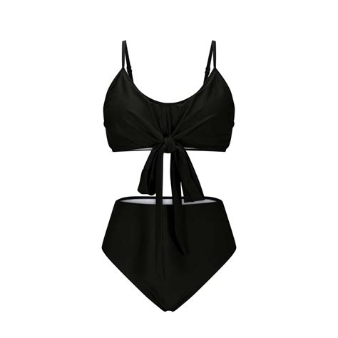 Fdgiu Women S High Waisted Bikini Set V Neck Front Adjustable Straps Two Piece Swimsuit Tummy