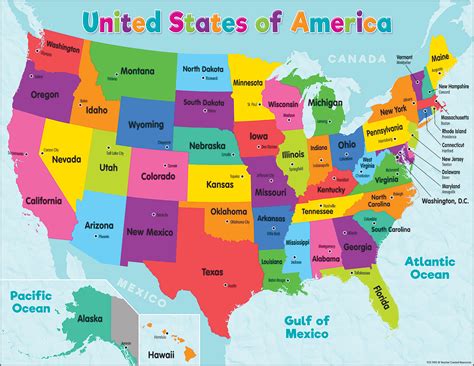 Colorful United States of America Map Chart - TCR7492 | Teacher Created