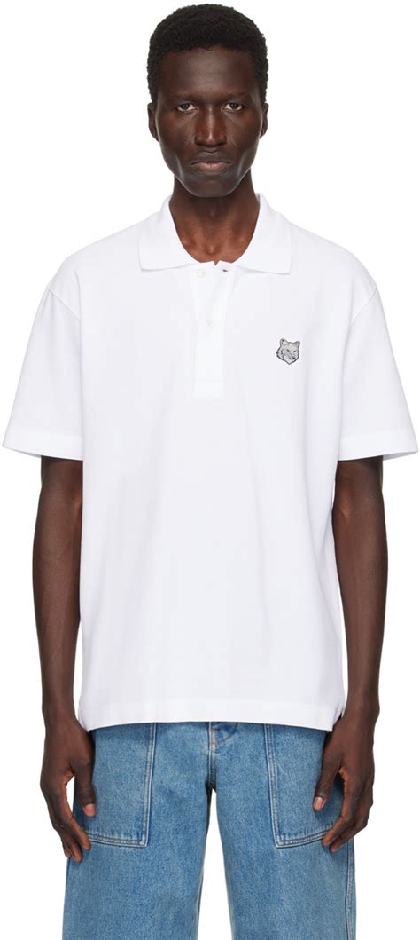 Maison Kitsun White Bold Fox Head Polo Ssense